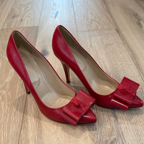 J. Crew Shoes - J. Crew Red Pointed-Toe Bow Pumps